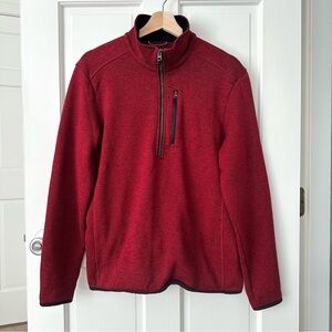 Lands’ End Men’s Quarter Zip Sweater Fleece Pullover Corduroy Collar Size S